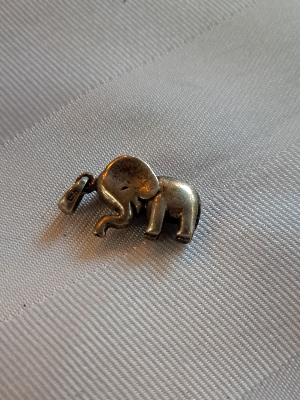 Sterling-Tone Elephant Charm Pendant